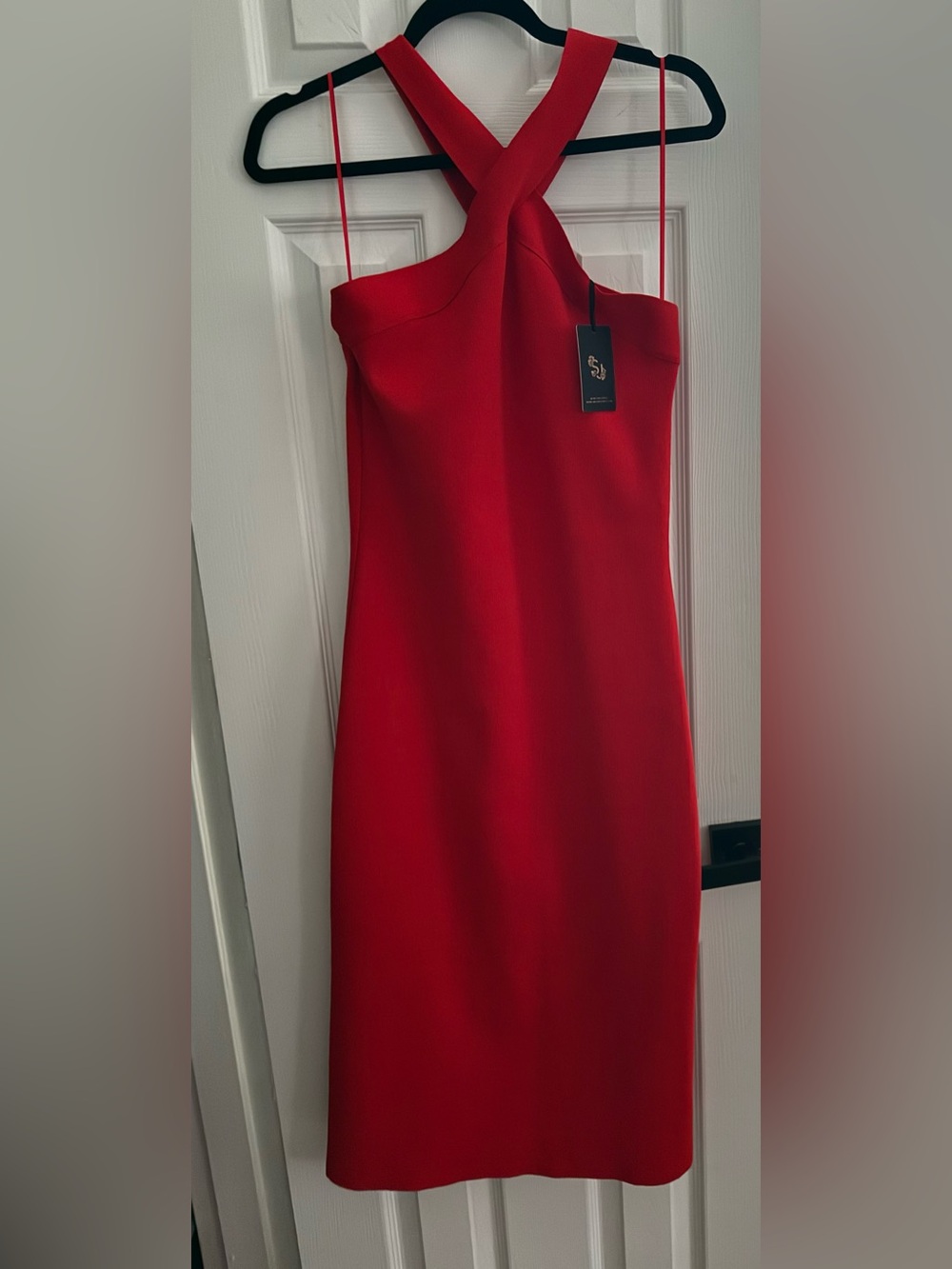 Sincerly Jules Red Cross -neck Sheath Dress